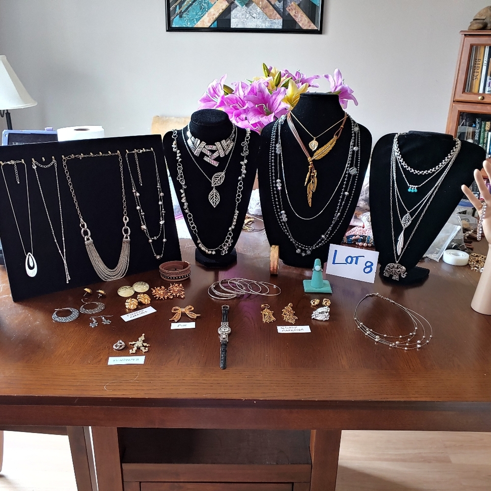 Silver & Gold Tones Jewelry Lot #8 2lbs 2.6oz